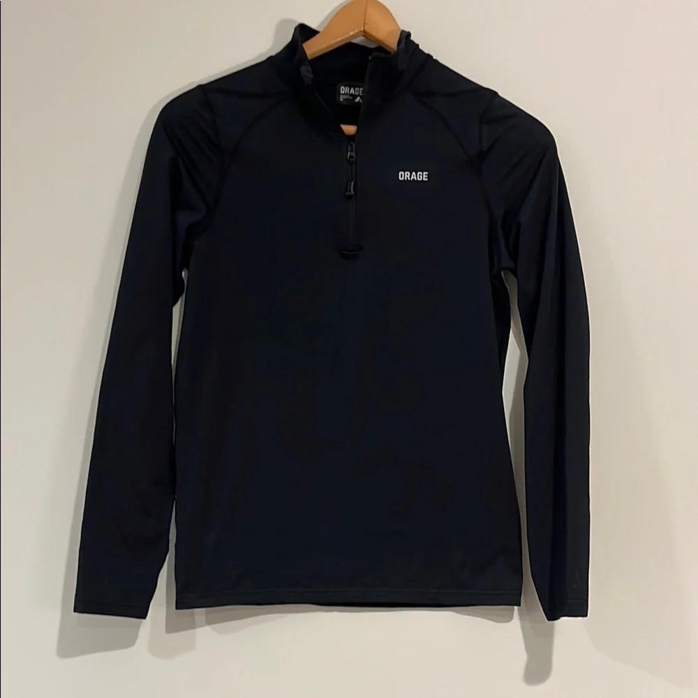 ORAGE Youth 14 Quarter Zip Pullover Black Lightweight Base Layer Unisex Athletic